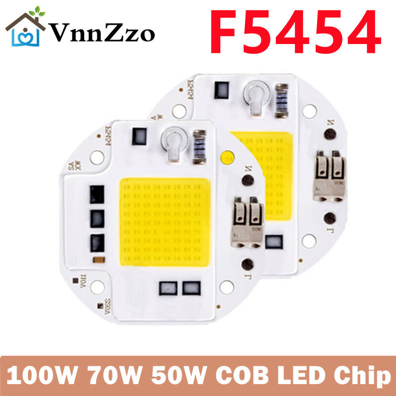 Chip LED COB sin soldadura, 50W, 70W, 100W, para reflector, 220V, 110V, cuentas de luz LED integradas, aluminio, F5454, Blanco cálido