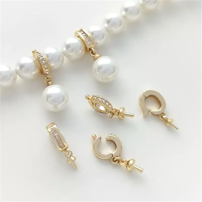 Fermoir pendentif perle collante, perles incrustées d'or 14 carats, poignées en œil de mouton, accessoires de bricolage, B986, construction universelle amovible