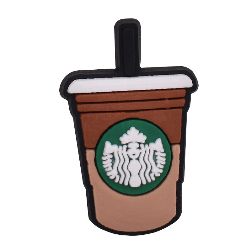 PVC coffee series theme characters cup bottle shoe buckle charms accessories decorations for sandals sneaker clog party label