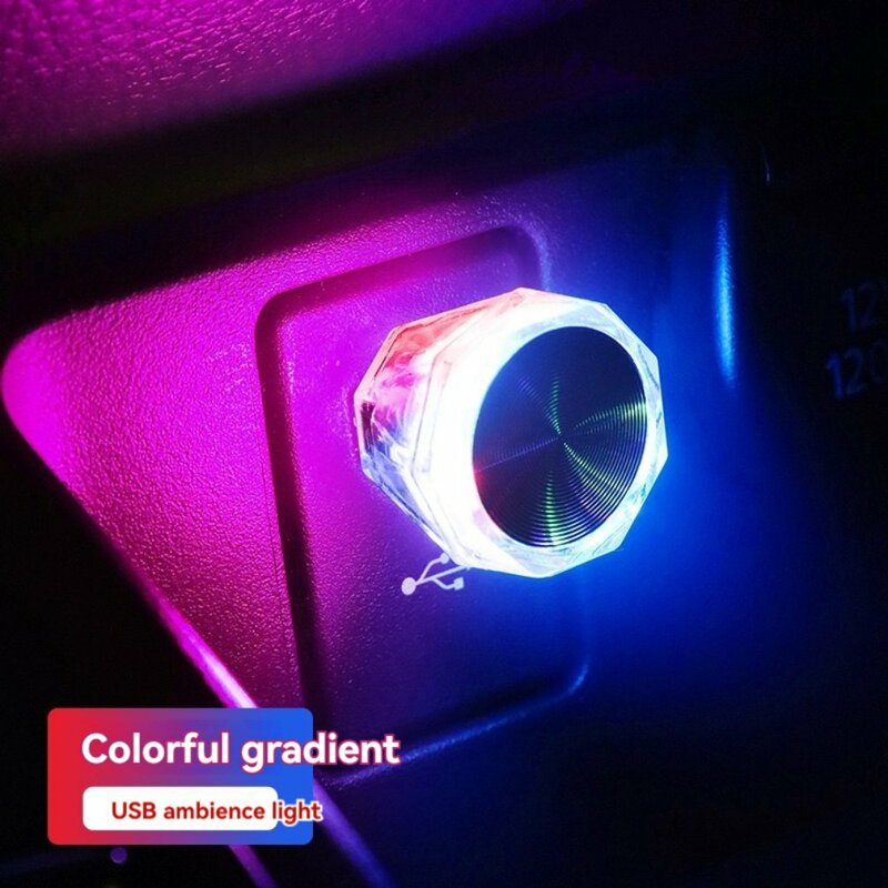 Samochodowa Mini lampy dekoracyjne oświetlenie otoczenia LED USB do środowiska wewnętrznego Auto komputer stancjonarny lampka przenośna wtyczka typu Plug Play