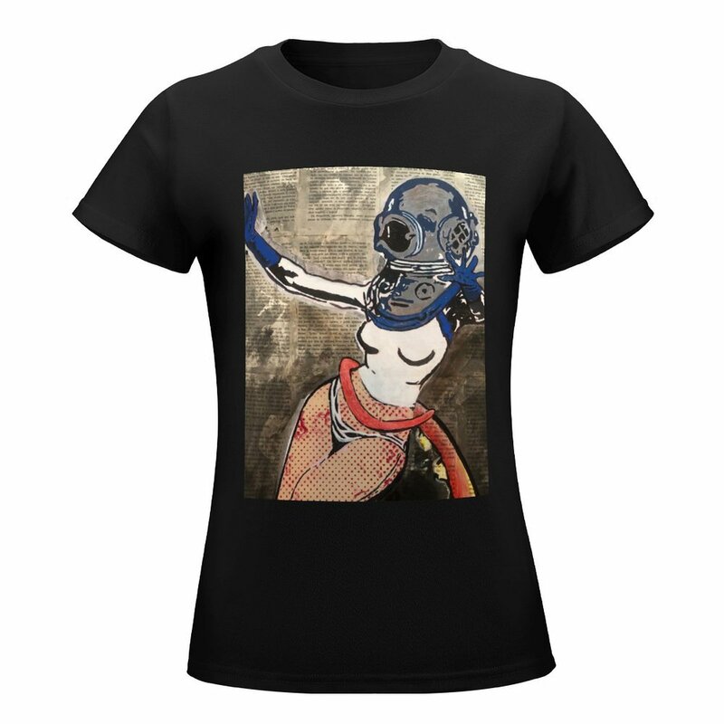 Deep Diving Girl and Octopus, Pop Art, Street Art, 1500 T-Shirt, Vêtements mignons, Mode féminine