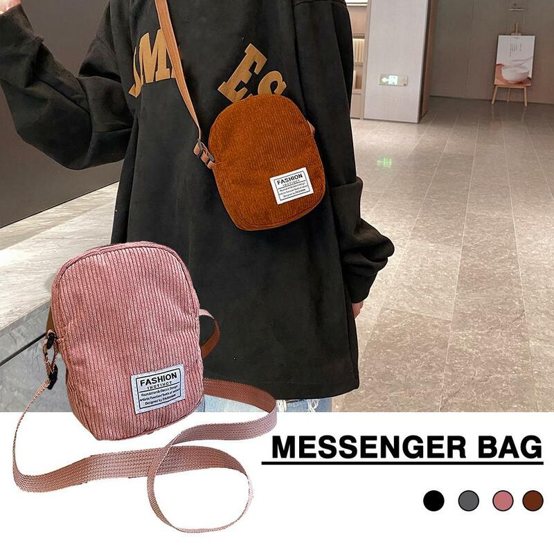 Corduroy Crossbody Messenger Bag para Mulheres, Pequenas Bolsas De Ombro, Bolsa Das Senhoras, Bolsa De Compras, Bolsas De Telefone, Moda, Presente Casual, T3t3