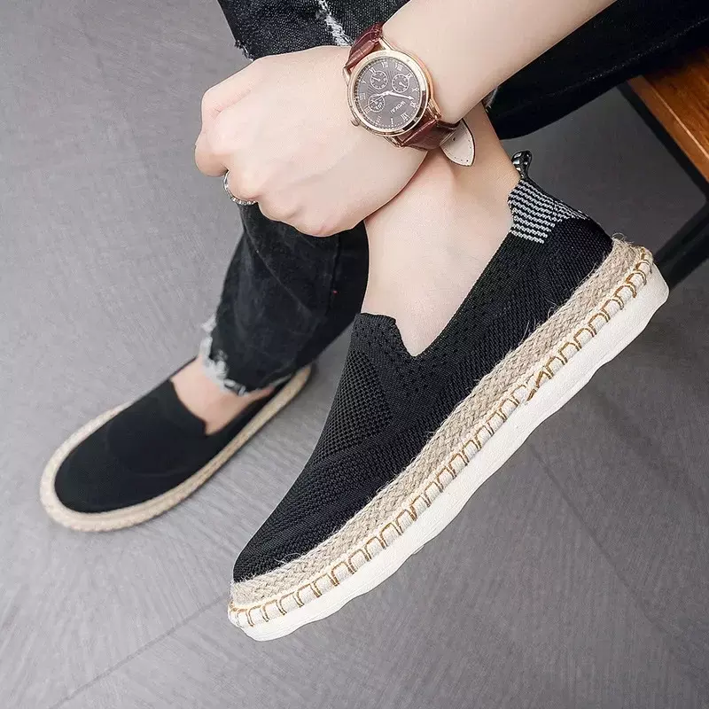 Fashion Board Shoes Large Size Loafer Flat Bottomed Comfortable Casual Shoes Breathable Canvas Social Flat Shoes Men