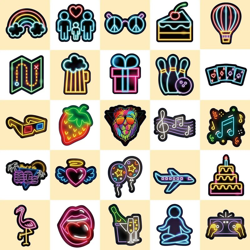 50Pcs New Neon Series Graffiti Stickers Suitable for Laptop Helmets Desktop Decoration DIY Stickers Toys Wholesale