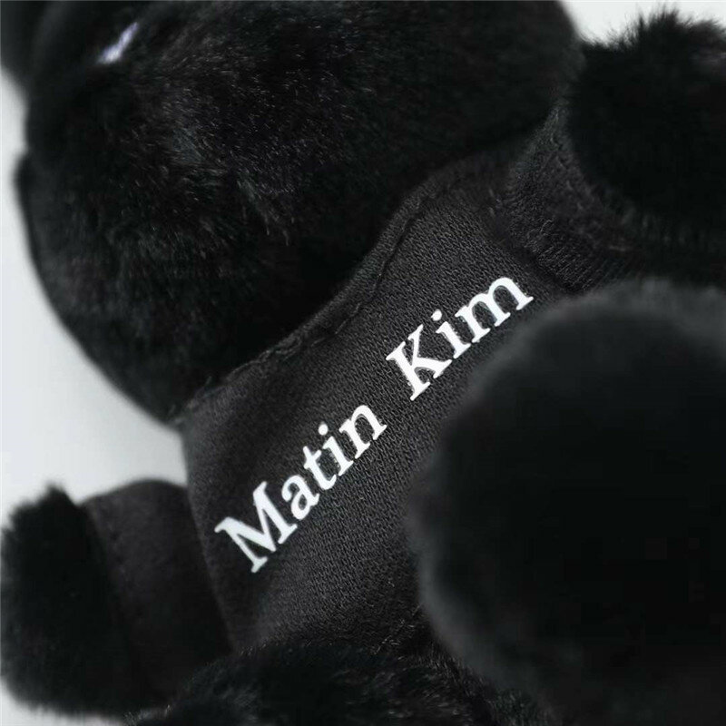 Coelho preto bonito Keychain para meninas, Matin Kim, boneca de pelúcia, pingente mochila, plushies macios, acessórios do presente