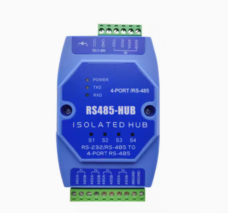 Repetidor de concentrador RS485 de cuatro vías, 4 vías, 485, 1 en 4, aislamiento de salida, nivel industrial, protección contra rayos