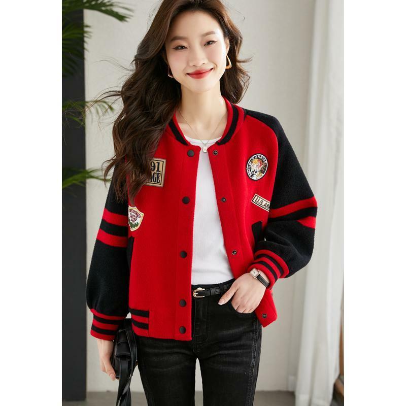Fashion O-Neck Button Pockets Spliced Striped All-match Jackets Women's Clothing 2023 Winter Loose Commuter Tops Casual Coats