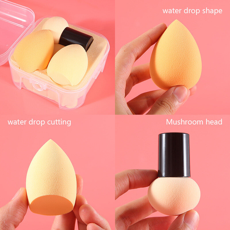 Esponja suave con cabeza de seta, almohadilla de aire para base de maquillaje, huevo de belleza, no absorbente, juego de esponjas para cara, 3 piezas
