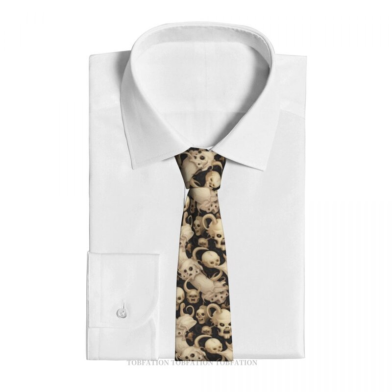 Teschi di teschio di corno classico da uomo stampato in poliestere 8cm di larghezza cravatta Cosplay accessorio per feste