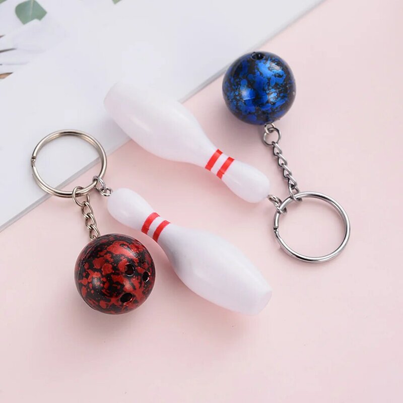 4 Pcs Bowling Keychain Metal Keychains Car for Men Sports Small Gifts Adorable Simulated Pendants Mini Rings
