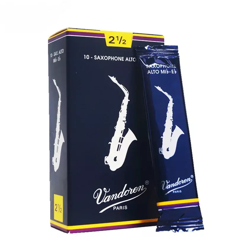 Lengüetas de saxofón Alto Eb, caja azul clásica Vandoren de Francia