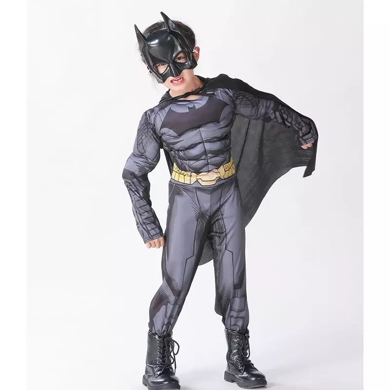 DC Batman Superhero Cosplay Costume para crianças, terno de vestir para crianças, macacão desempenho, roupa de super-herói, Role Play para meninos e meninas, Carnaval