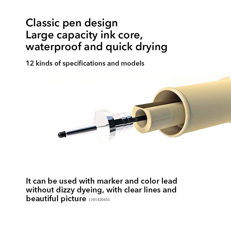 12 końcówek wkładka pigmentowa mikronowy Marker na atrament długopis do rysowania mangi szkicowania końcówka igłowa haczyka szkic zestaw papeterii materiały artystyczne