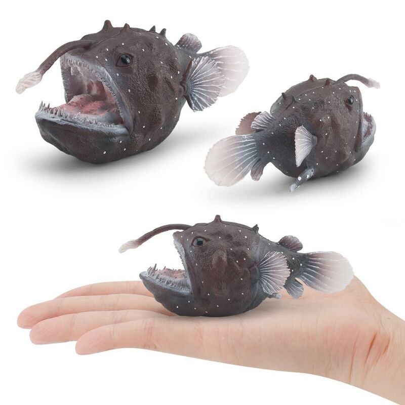 Pädagogische Mini Angler Fisch Figur Simulation Ozean Tier Mini Meeres tier Modelle tragbare PVC-Simulation Ozean Tier Modell
