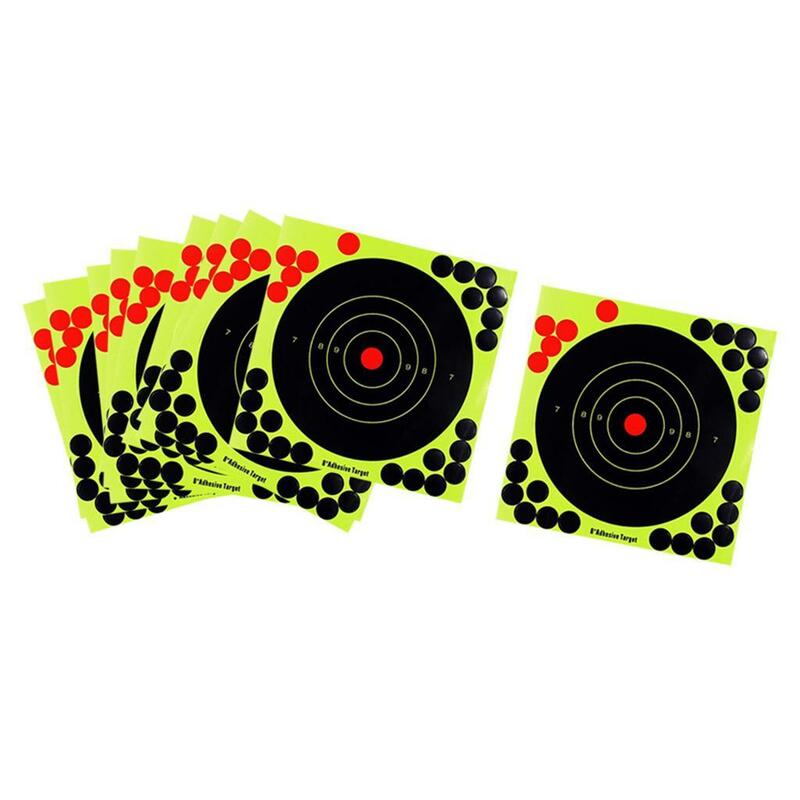 8 inch Reactive Hunting Target - Bright Fluorescent Yellow - Self Adhesive Paper Target Sticker - 10 Sheets Pack