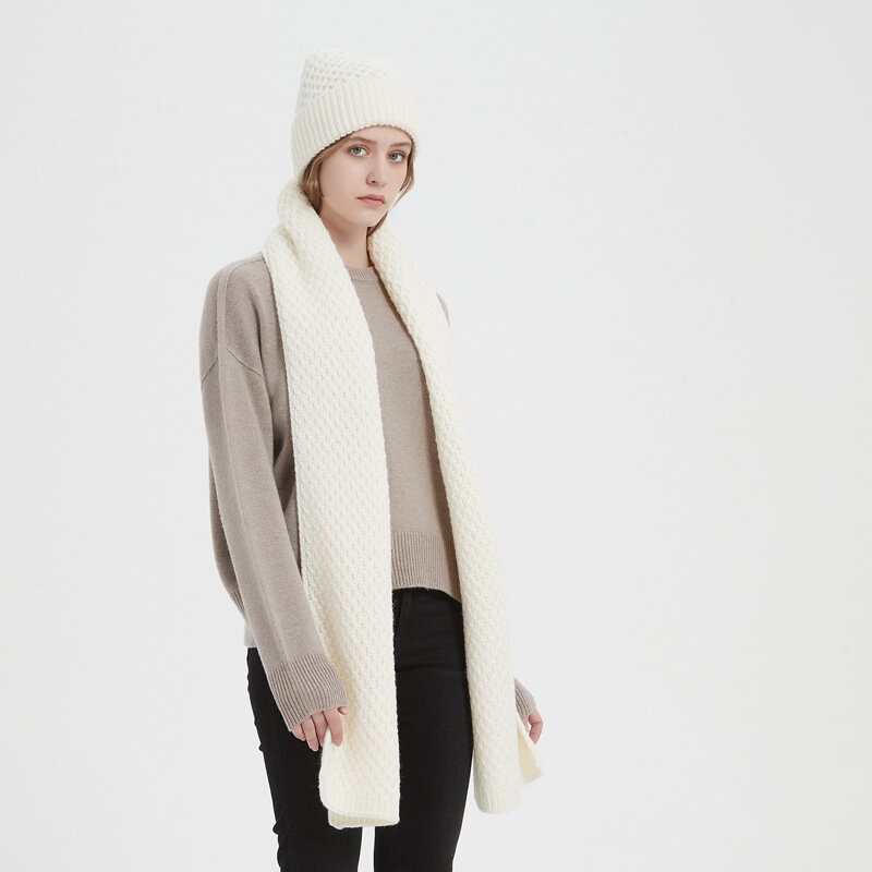 Chapéu cachecol conjunto feminino inverno lã malha gorro quente outono esqui acessório para ao ar livre luxo
