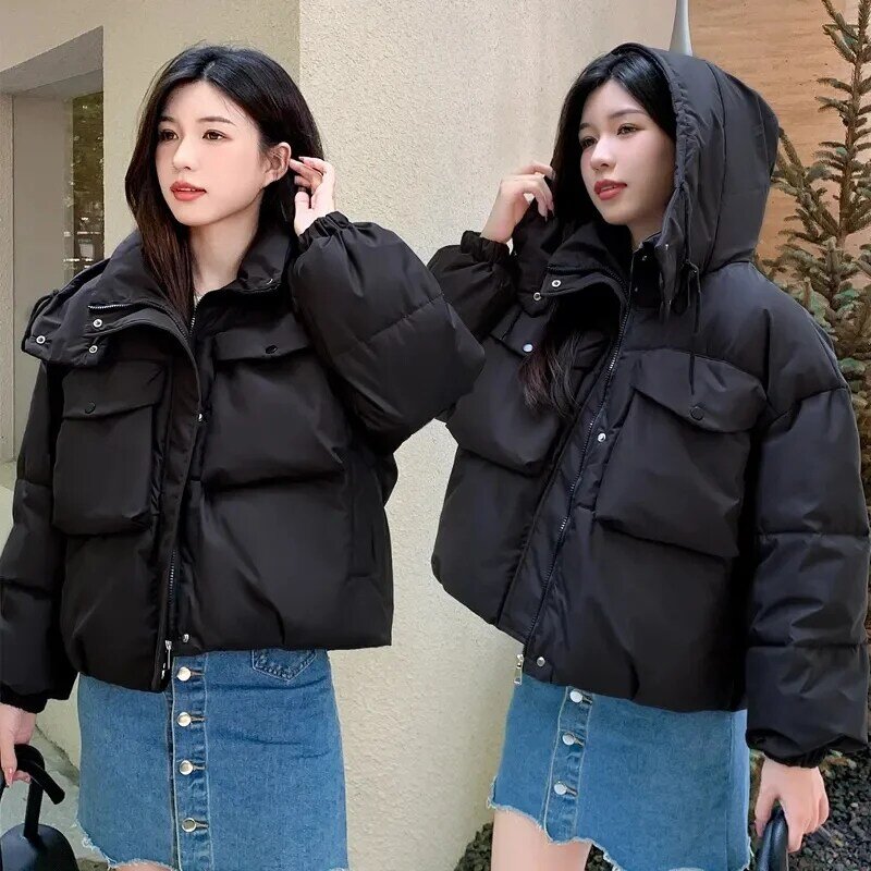 2023 New Short Winter Jacket Women Warm Hooded Down Cotton Jacket Parkas Female Loose Casual Outwear Puffer Parka Snow Wear Coat