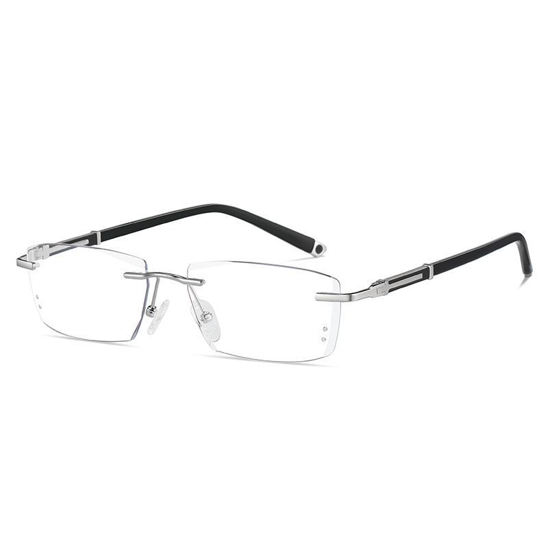 Очки для чтения с бриллиантовой оправой меняющие цвет Мужские очки без оправы для дальнозоркости с защитой от синего света