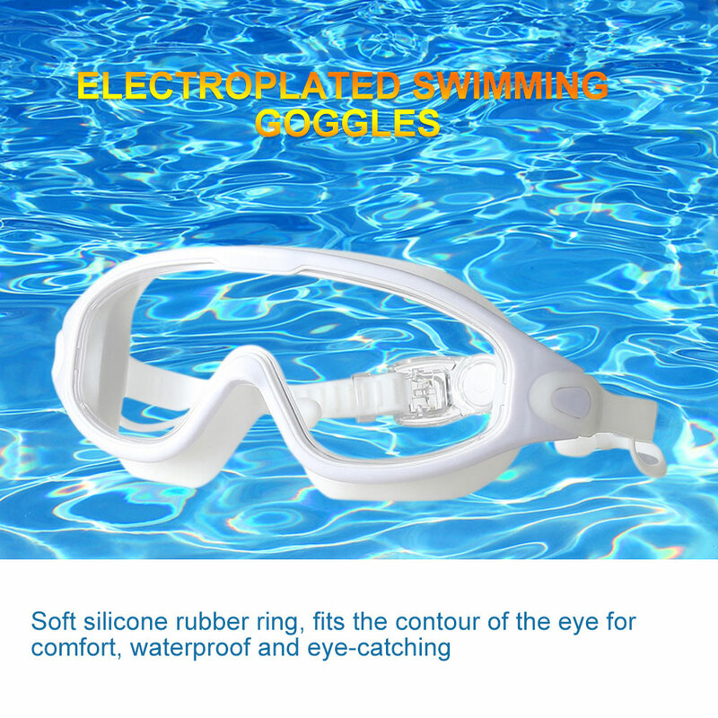 Anti-Fog Groot Frame Zwembril Met Oordopjes Zwembril Professionele Hd Bril Siliconen Bril Voor Volwassenen Unisex