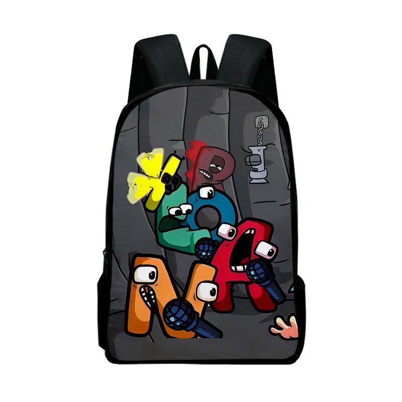 Школьный портфель для мальчиков и девочек, повседневный ранец с аниме и мультипликационным алфавитом для ноутбука, сумка на плечо для мужчин и женщин