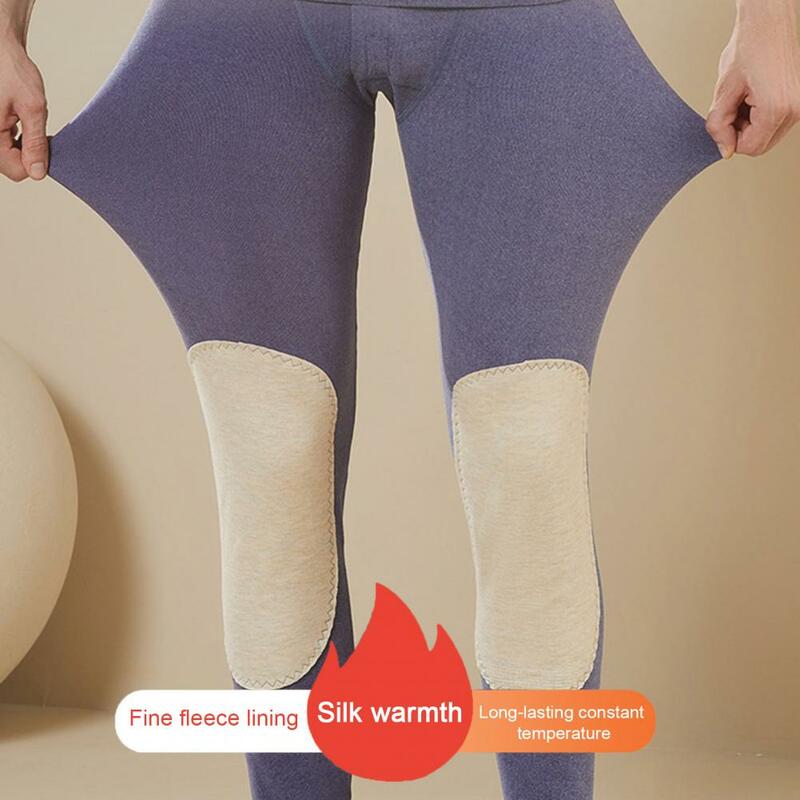Pantalones largos térmicos de felpa gruesa para hombre, ropa interior de cintura alta, protección de rodilla, Leggings de invierno