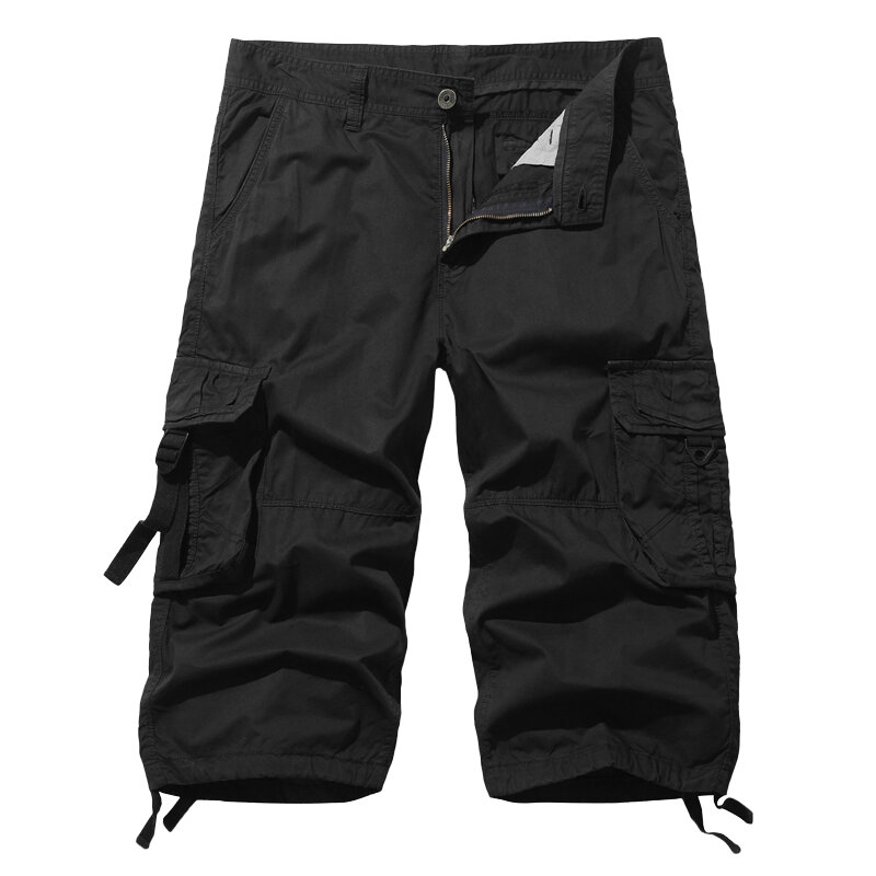 Neue Lose Große Größe Cargo-Shorts Baumwolle männer Taktische Casual Shorts Einfarbig Patchwork Military Shorts Weiß Knie Länge