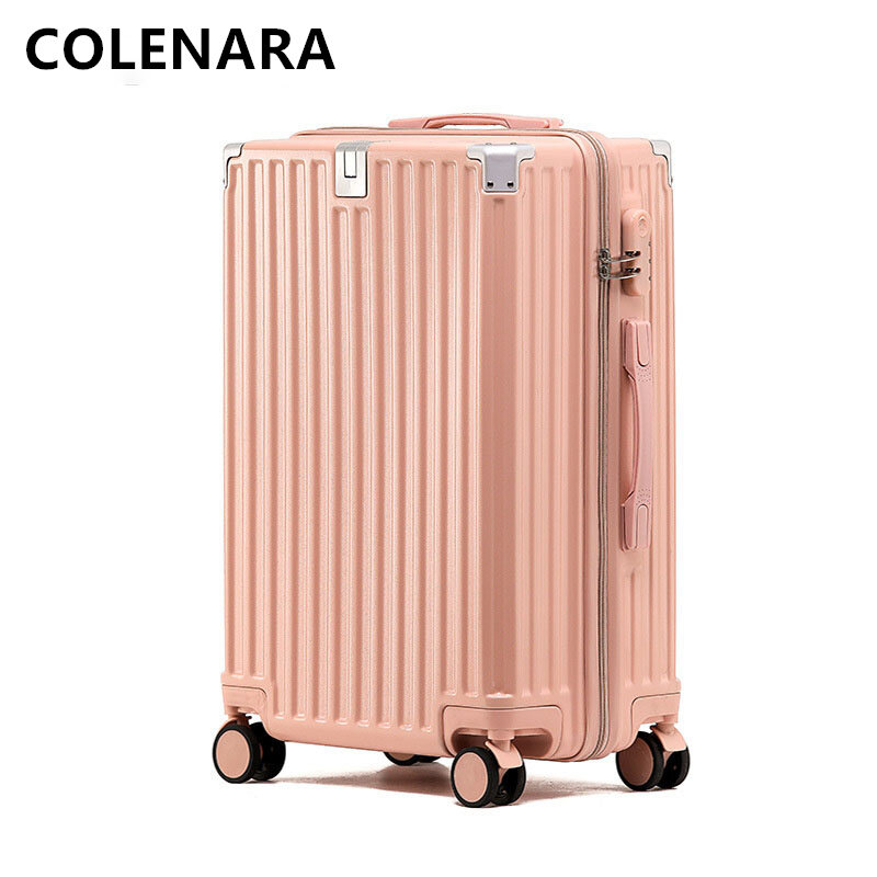 Colenara-男性と女性のためのジッパー付きアルミニウムフレームスーツケース、ボードボックス、大容量の荷物、トロリーケース、pc、20 "、22" 、24 "、26" 、28"