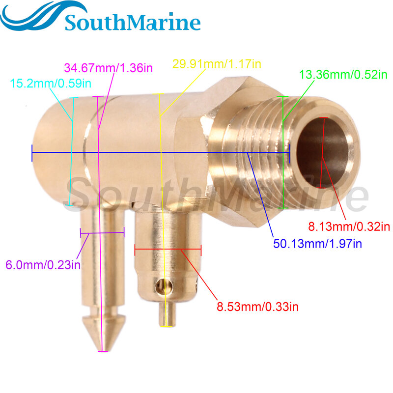 Boat Engine Fuel Line Connector Fitting 8897-6 Brass Quick-Connect Fitting 1/4Inch NPT Male Thread for Yamaha, Tank Side Male