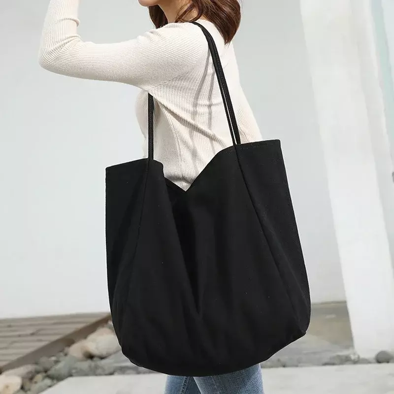 Женская большая Холщовая Сумка для покупок ADX02, многоразовая однотонная очень большая сумка-тоут, сумка для продуктов Eco, сумка-шоппер через плечо
