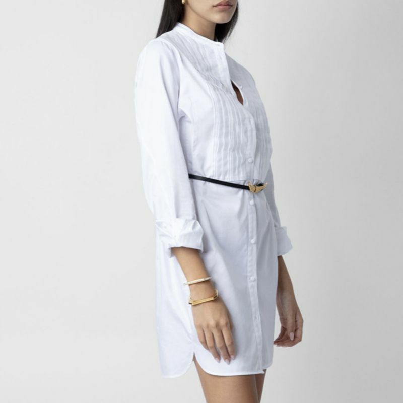 여성용 긴팔 드레스, 흰색 순면 짧은 치마, 무릎 길이 치마, 느슨하고 편안함, 2023 여름 신상