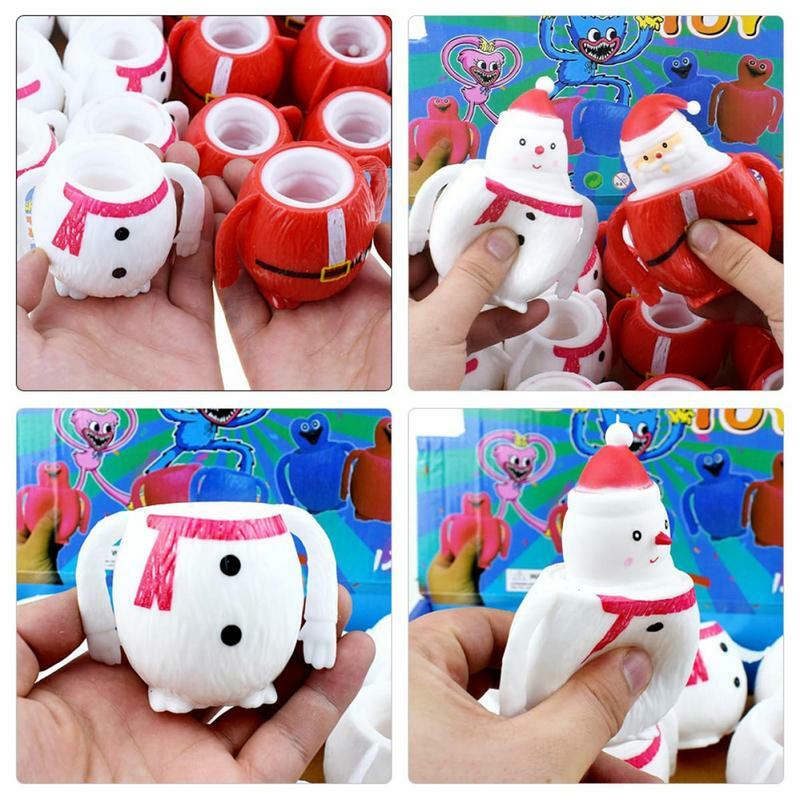 Jumbo Squishy Santa Snowman Squeeze Toys para niños, caras emergente exprimibles, juego creativo festivo, alivio del estrés, embutidores