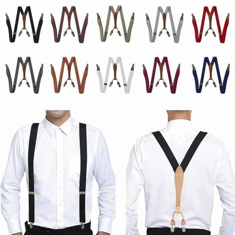 Tirantes en forma de Y para adultos, cinturón ajustable con 4 Clips, Estilo Vintage, ideal para fiesta de boda, novedad