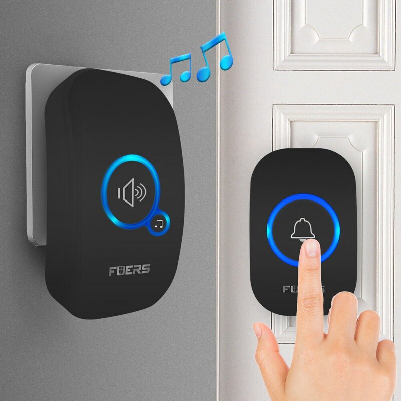 Fuers Wireless Doorbell Waterproof Welcome Chime Home Door Bell Intelligent 32 Songs Smart Alarm With Battery For Store Hotel