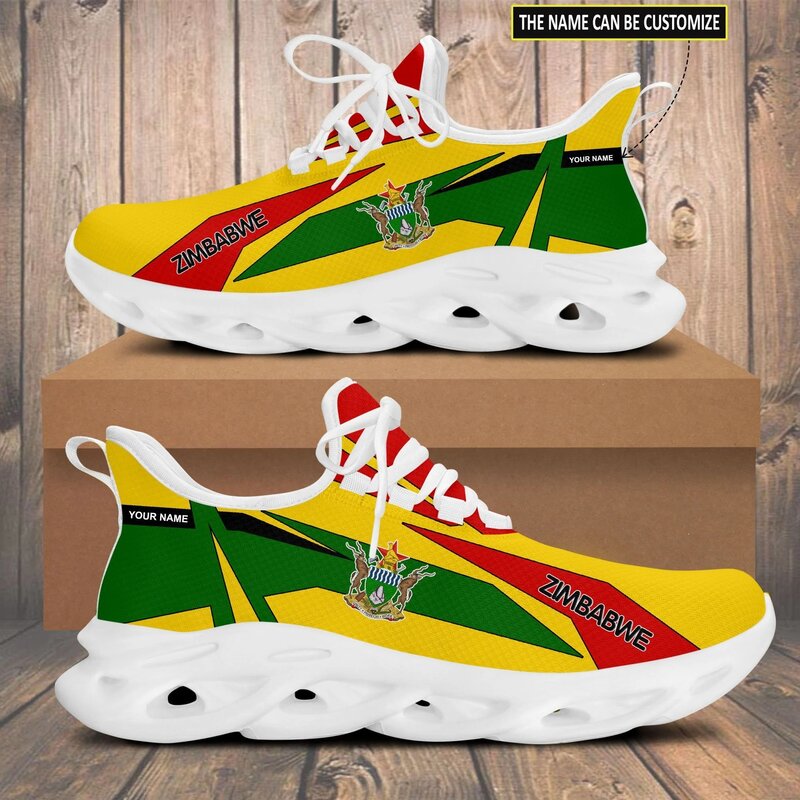 INSTANTARTS kobiety platforma trampki Zimbabwe Flag patriotyczny projekt oddychające wiązane płaskie buty buty dla pań oddychające Zapatos