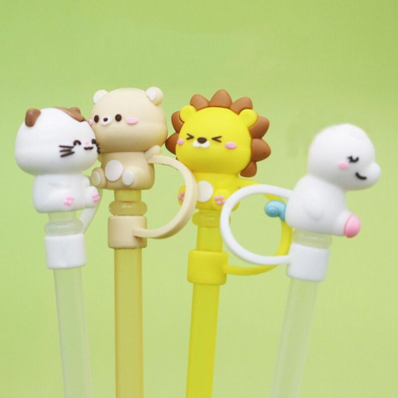 Creative Silicone Straw Stopper Reusable Dust Cap Glass Cup Accessories Cartoon Stopper Cover Kitchen Drink Cleaner