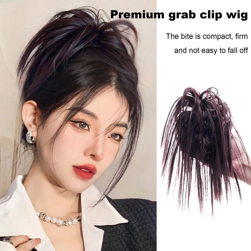 Women Messy Bun Straight Hair Extension Claw Clip Natural Fluffy High Temperature Fiber Ladies Synthetic Wavy Curly Hairpiece