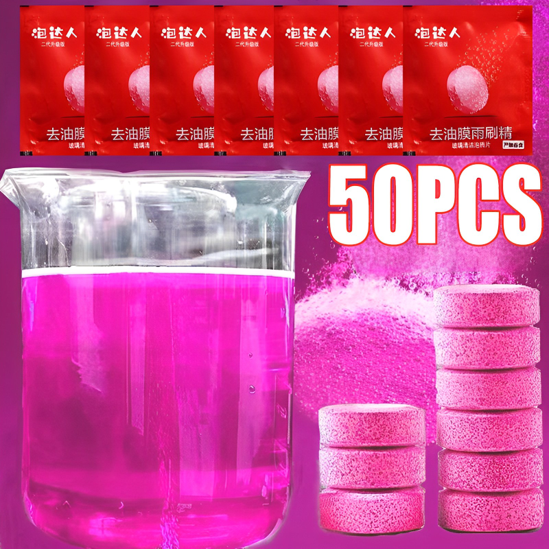 50pcs Car Windscreen Effervescent Tablets Solid Cleaner Wiper Cleaning Tools Auto Home Window Glass Dust Washing Car Accessories