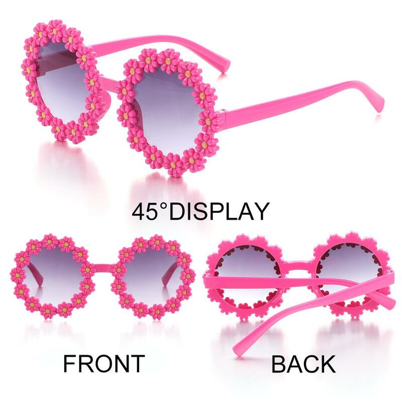 نظارة شمسية ديزي مستديرة للأطفال ، نظارات شمسية زهور ، حماية من الشمس للبنات ، ظلال حفلات المهرجان ، موضة جديدة