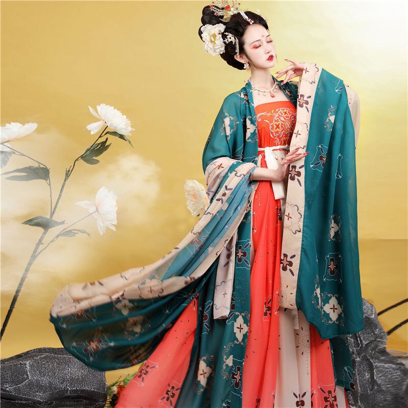 중국 전통 트레일 드레스 여성 한푸 의상, 무대 의상, 코스프레 무대 의상, 황후 정장