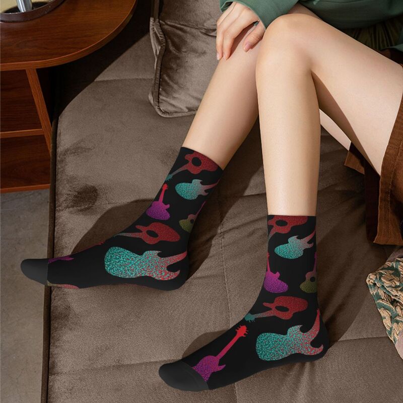 Guitars Socks Harajuku Sweat Absorbing Stockings All Season Long Socks Accessories for Unisex Gifts