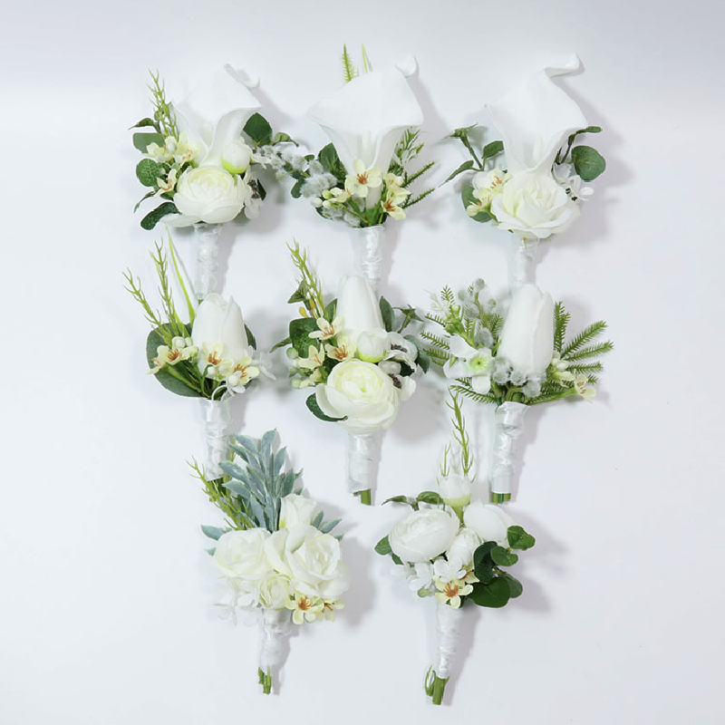 Студийный корсаж для празднования бизнеса в западном стиле, свадебные принадлежности, имитация цветов, белая серия