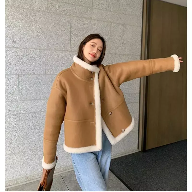 여성용 진짜 양모 모피 코트, 레이디 2024 패션, 겨울 재킷, LSBH69