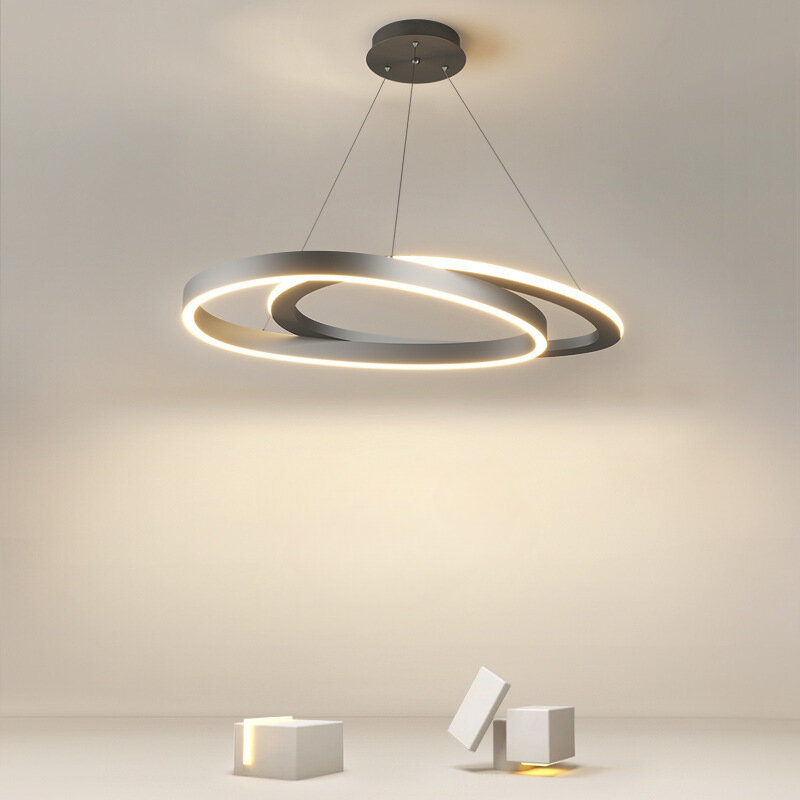 Lámpara de araña para sala de estar, luz de diseño de restaurante en forma de anillo simple posmoderna, iluminación creativa de dormitorio minimalista de lujo