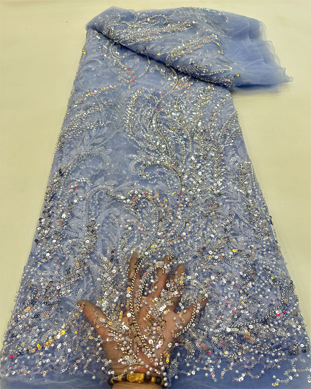 Najnowsza luksusowe koraliki koronka wysokiej jakości afrykańska tkanina cekinowa koronka pana młodego koronki wykonane ręcznie tkanina na suknię na ślub ślubny