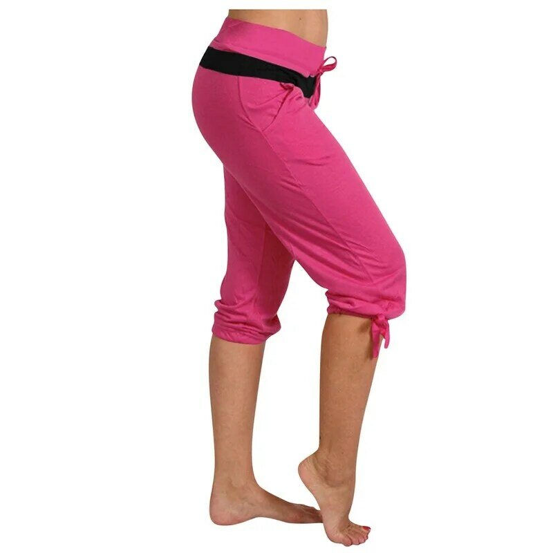 Summer Women's Sport Fitness Pants Drawstring Adjustable Elastic Waist Jogging Trousers Sweat Casual Yoga Solid Mujer Pantalones