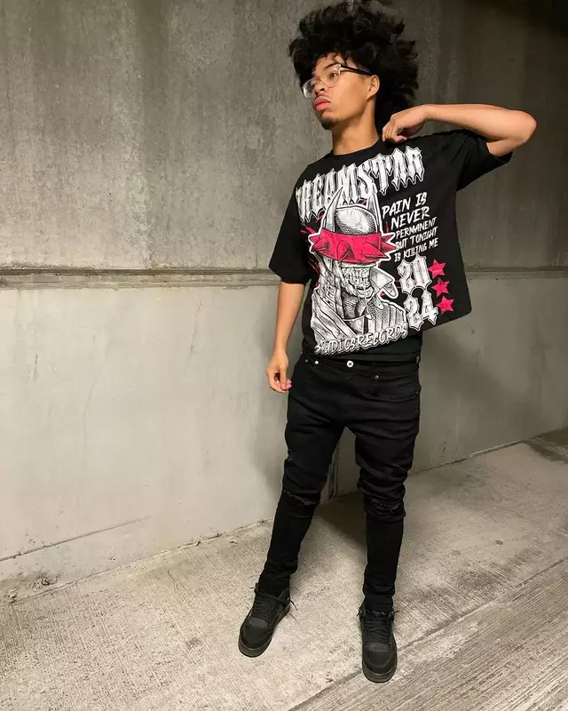Hip Hop lässig amerikanische T-Shirt Streetwear Dämon Grafik T-Shirts drucken Baumwolle übergroße Harajuku Gothic kurz ärmel ige y2k Top