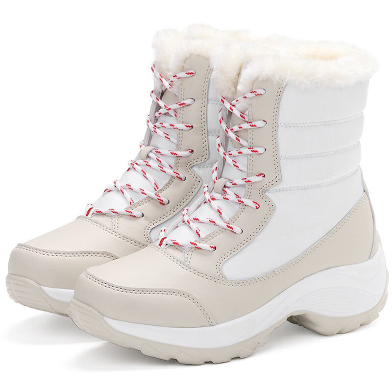 Botines ligeros con plataforma para Mujer, Botas de tacón para mantener el calor en la nieve, Invierno