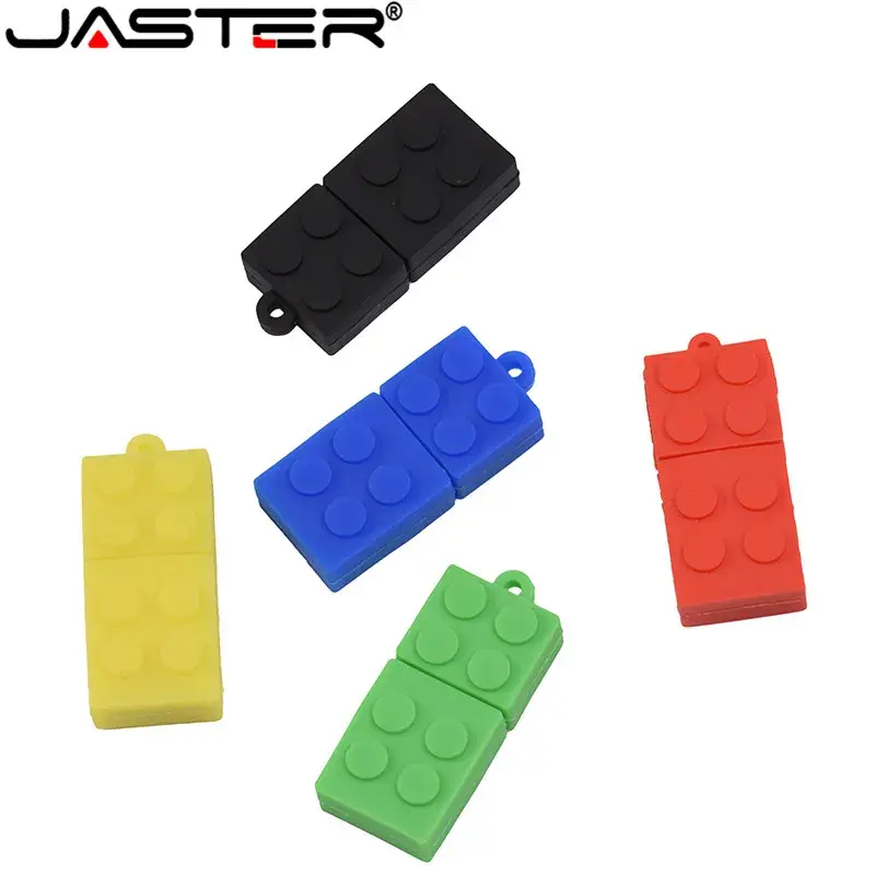 JASTER-Toy Brick Flash Drive para Crianças, Silicone Building Block, Pen Drive, Real Capacity USB Stick, Presente, USB 2.0, 32GB, 64GB