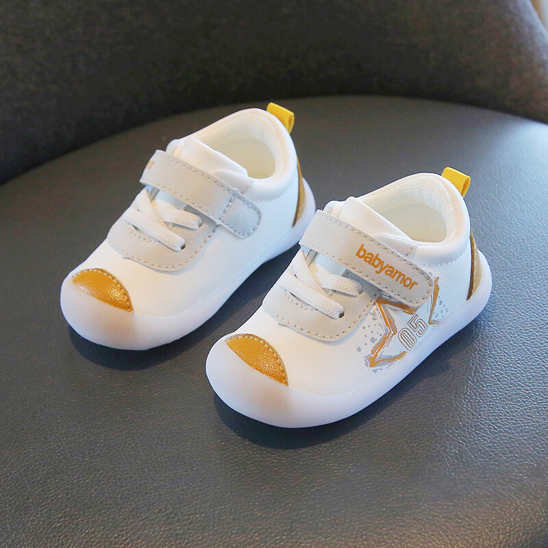 Sapato de sola de borracha impermeável de bebês meninos e meninas, tênis casual infantil antiderrapante, primavera e outono, interior e exterior