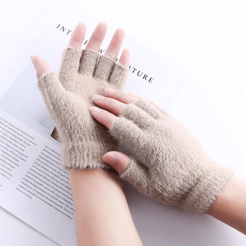 Мягкие теплые уличные мужские однотонные женские плюшевые перчатки теплые аксессуары для рук варежки из искусственного меха перчатки с полупальцами